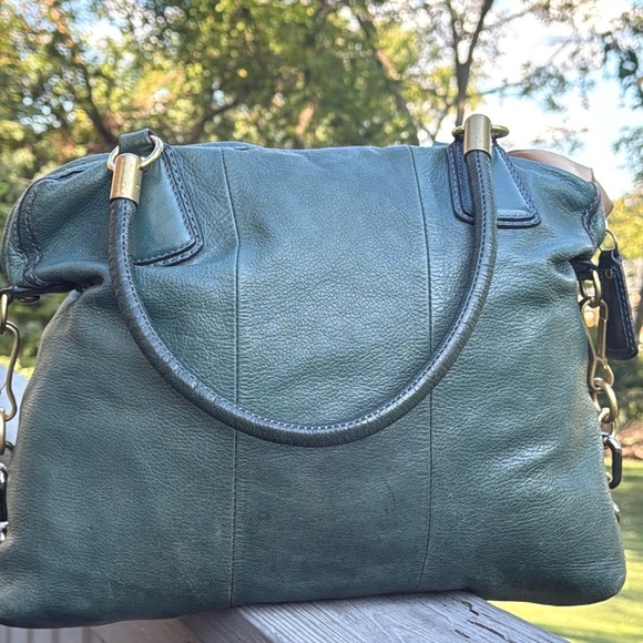 Coach Kristen (14223) Green Leather Hobo Satchel Shoulder Bag (w/twilly)(EUC) - Picture 3 of 17